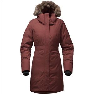 Burgundy-red winter coat